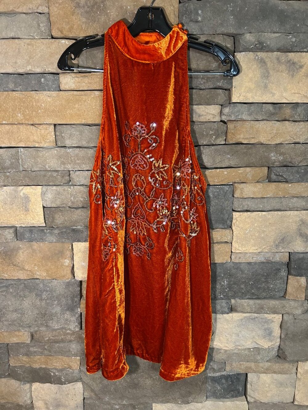 Free People Orange Jills Sequin Swing Dress